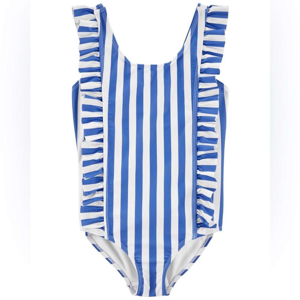Size 3T carters blue vertical stripes swimsuit bathing suit 50+ protection